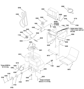 Engine And Frame Group Diagram and Parts List for 1695814-LP25940-1332PE 2010 Briggs and Stratton Snow Blower